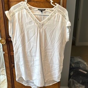 Express White Short Sleeve Relaxed Blouse